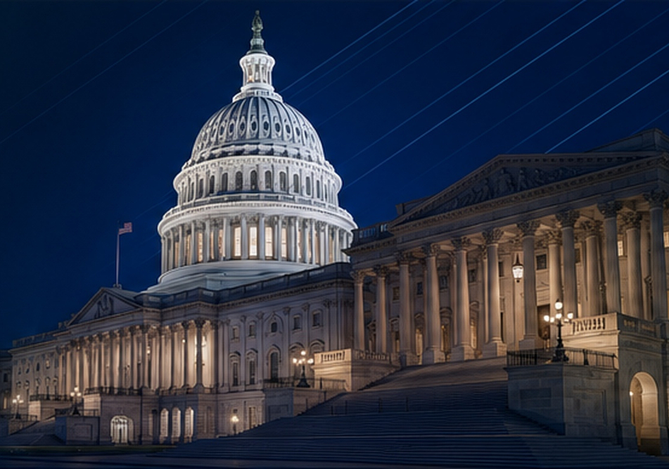 United States Capitol at dusk